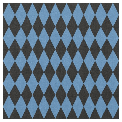 Black & Steel Blue Harlequin Diamonds Fabric