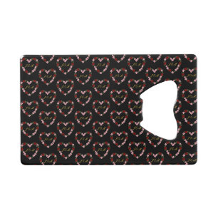 Black Steel Bottle Opener with Rose Hearts 