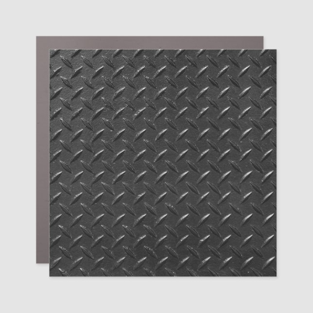 Black steel, fluted metallic texture. car magnet (Front)