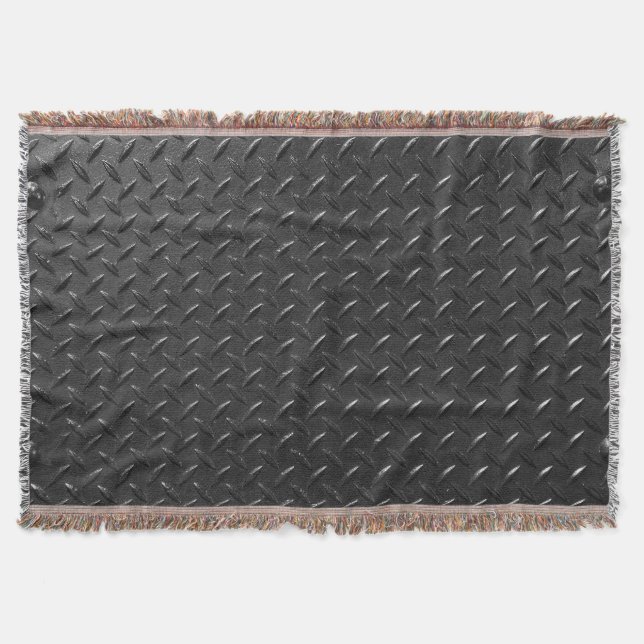 Black steel, fluted metallic texture. throw blanket (Front)