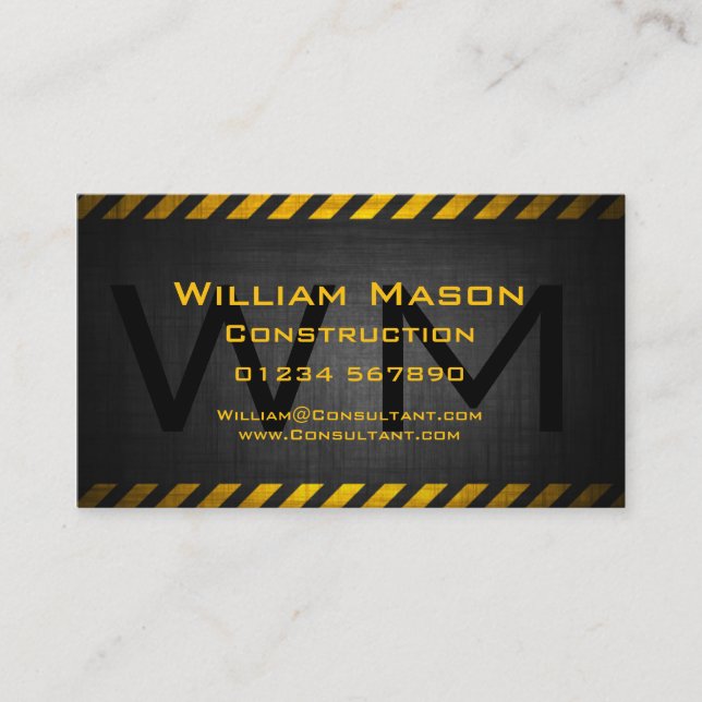 Black Steel Grunge Background Business Card (Front)