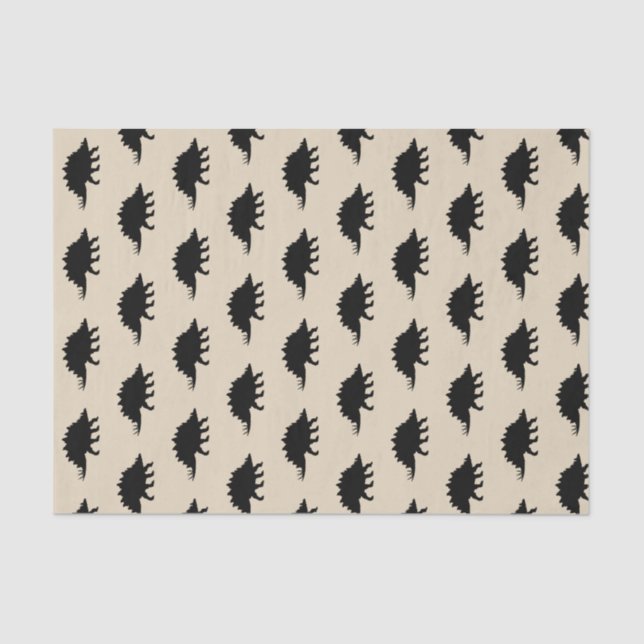 Black Stegosaurus Dinosaurs Print Tissue Paper (Front)
