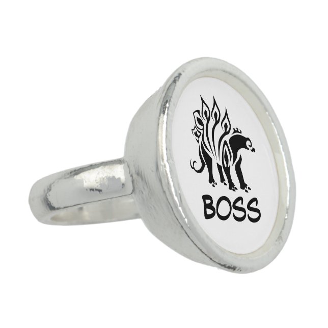 Black Stegosaurus Spiked  Dinosaur  Ring (Side)