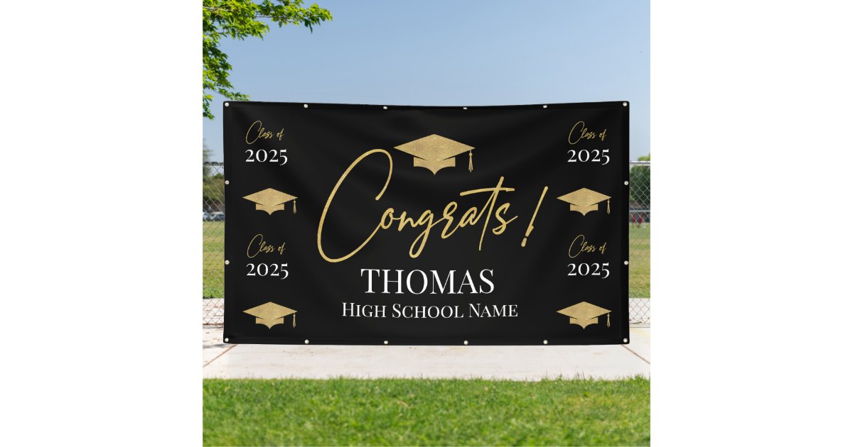 Black Step and repeat Graduation Backdrop banner | Zazzle