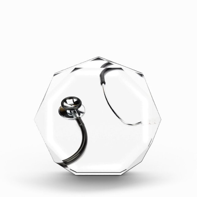Black stethoscope isolated on white background award (Front)