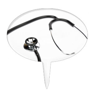 Black stethoscope isolated on white background cake topper