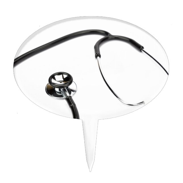 Black stethoscope isolated on white background cake topper (Front)