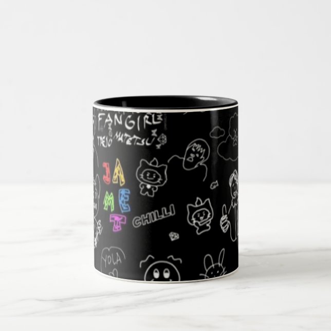 Black Stick Figure Pattern Mug | Funny Minimalist  (Center)