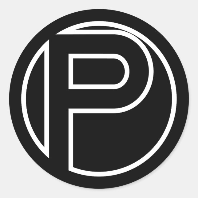 Black Sticker Circle Letter P (Front)