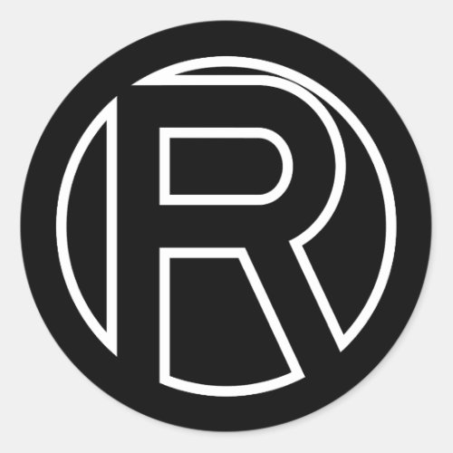 Black Sticker Circle Letter R