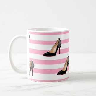 Black stiletto pink stripe