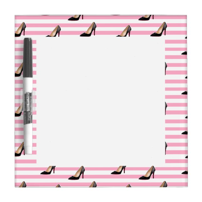 Black stiletto pink stripe dry erase board (Front)