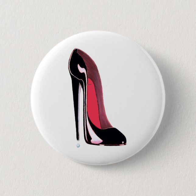 Black Stiletto Shoe Art Button (Front)