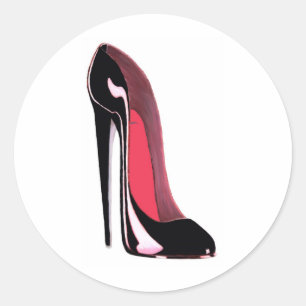Black Stiletto Shoe Classic Round Sticker