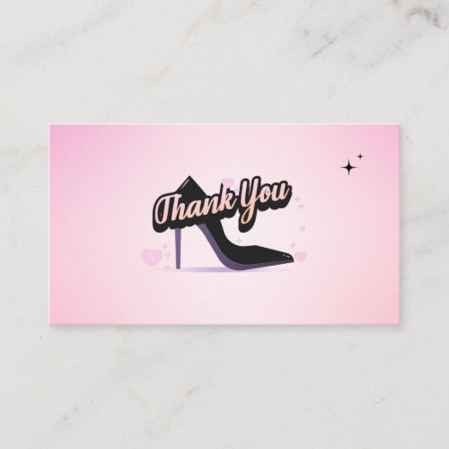 Black Stiletto Shoe High Heel Glamorous Thank You Business Card
