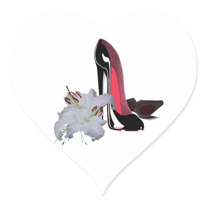 Black Stiletto Shoes and Lilies Heart Sticker