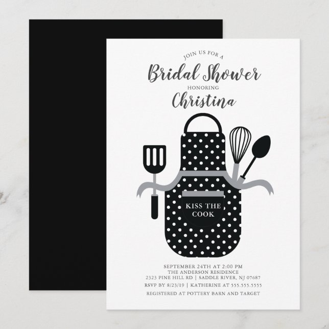 Black Stock the Kitchen Bridal Shower Invitation (Front/Back)