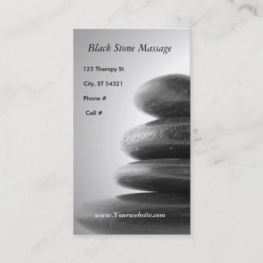 Customizable Black Stone Massage Business Card