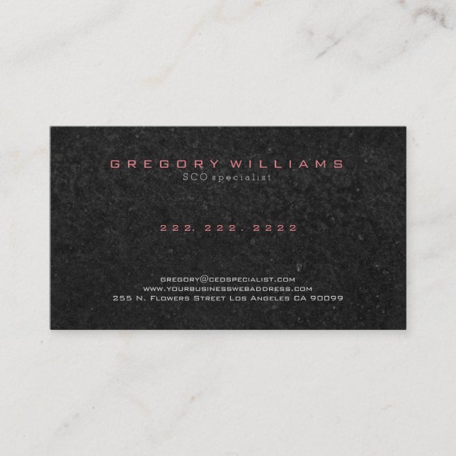 Black Stone Print Texture Background Business Card (Front)