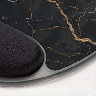 Black Stone with Gold & Silver Veins Gel Mouse Pad