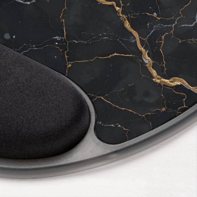 Black Stone with Gold & Silver Veins Gel Mouse Pad (Right Side)