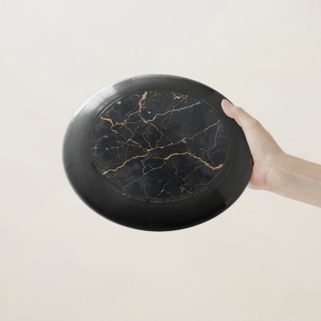 Black Stone with Gold & Silver Veins Wham-O Frisbee (In Hand)