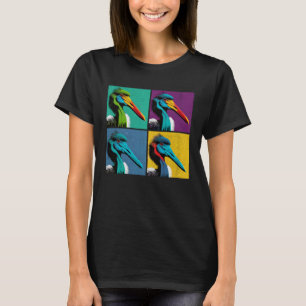 Black Stork Pop Illustration Colorful Animal Men T-Shirt