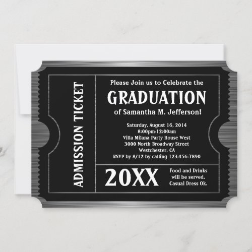 Black Striated Graduation Ticket Invitation