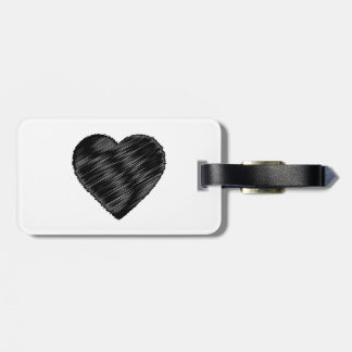 Black Strip Heart Luggage Tag