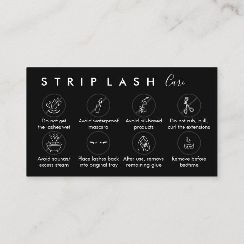 Black Strip Lash Aftercare Business Card