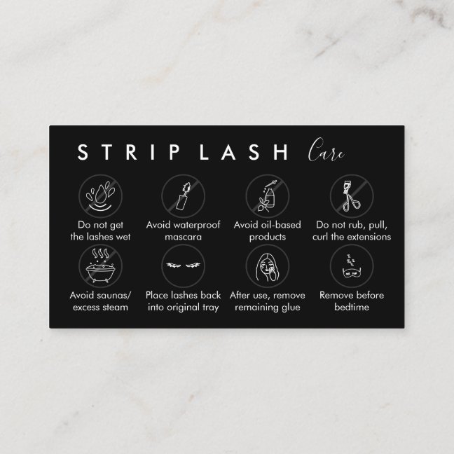 Black Strip Lash Aftercare Business Card