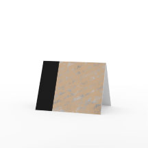 Black Stripe and Silvery words dark tan notecard