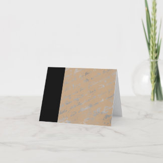 Black Stripe and Silvery words dark tan notecard