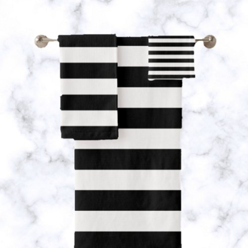 Black Stripe Bath Towel Set