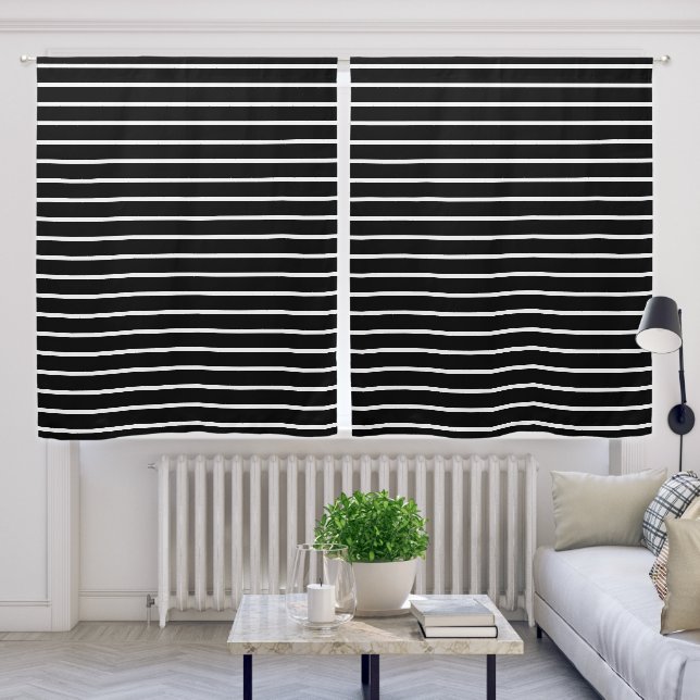 Black Stripe Blackout Curtains (Living Room)