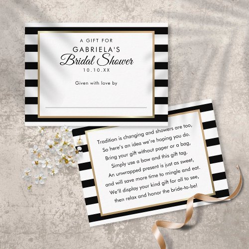 Black Stripe Bridal Shower Display Card and Tag