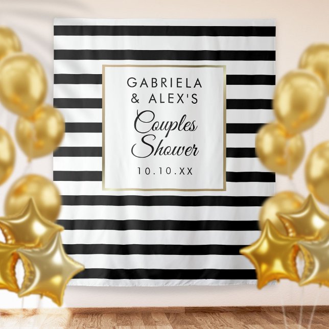 Black Stripe Couples Bridal Shower Photo Backdrop (Creator Uploaded)