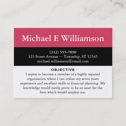 Customizable Black Stripe Dark Pink RESUME Business Cards