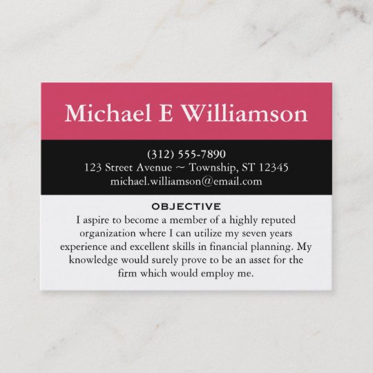 Black Stripe Dark Pink RESUME Business Cards | Zazzle.com