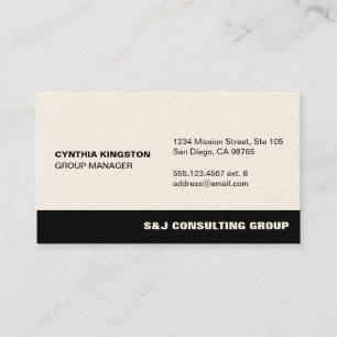 Black stripe ecru professional employee company business card