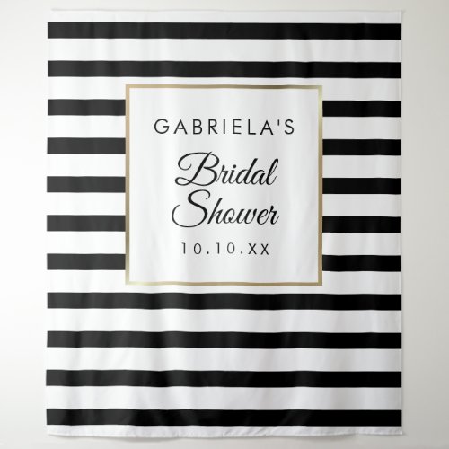 Black Stripe Gold Bridal Shower Photo Backdrop