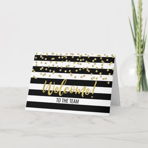 Black Stripe Gold Dot Employee Welcome to the Team Card