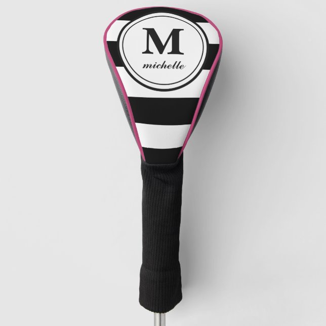 Black stripe  | Golf | personalized NAME monogram Head Cover (Front)