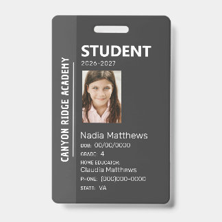 Black Stripe Homeschool Student ID Badge