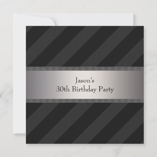 Black Stripe Mans 30th Birthday Party Personalized Invite