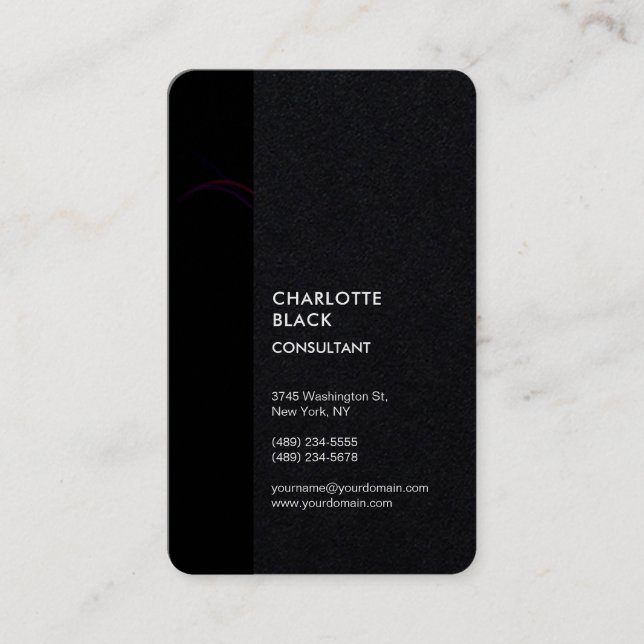 Black Stripe Minimalist Modern Stylish Simple Business Card (Front)