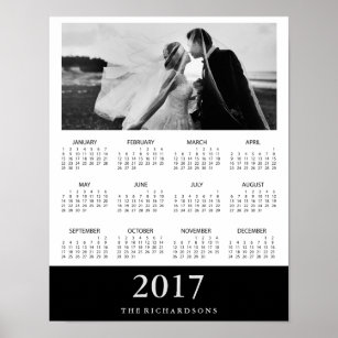 Black Stripe   Modern Minimal 2017 Photo Calendar Poster