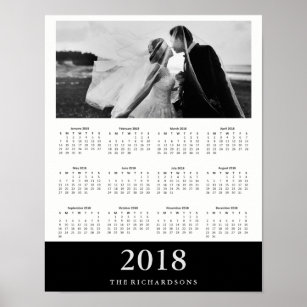 Black Stripe   Modern Minimal 2018 Photo Calendar Poster