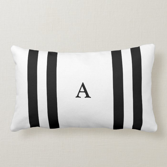 Black Stripe Monogram Lumbar Pillow