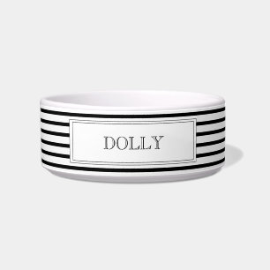 Black Stripe Personalized Pet Bowl